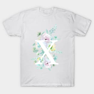 Botanical alphabet X green and purple flowers T-Shirt